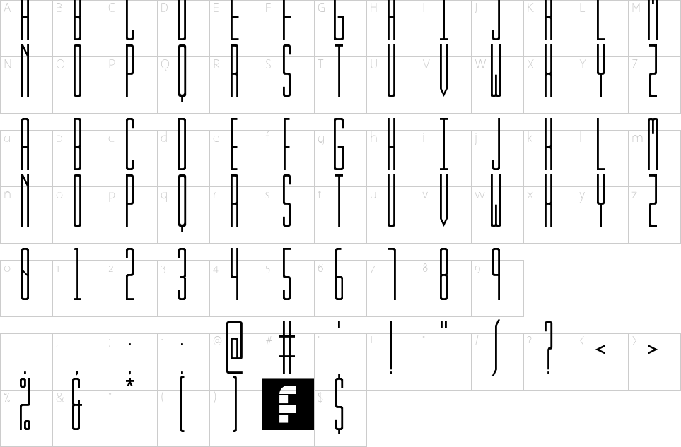Character map of Kibby Sans Font
