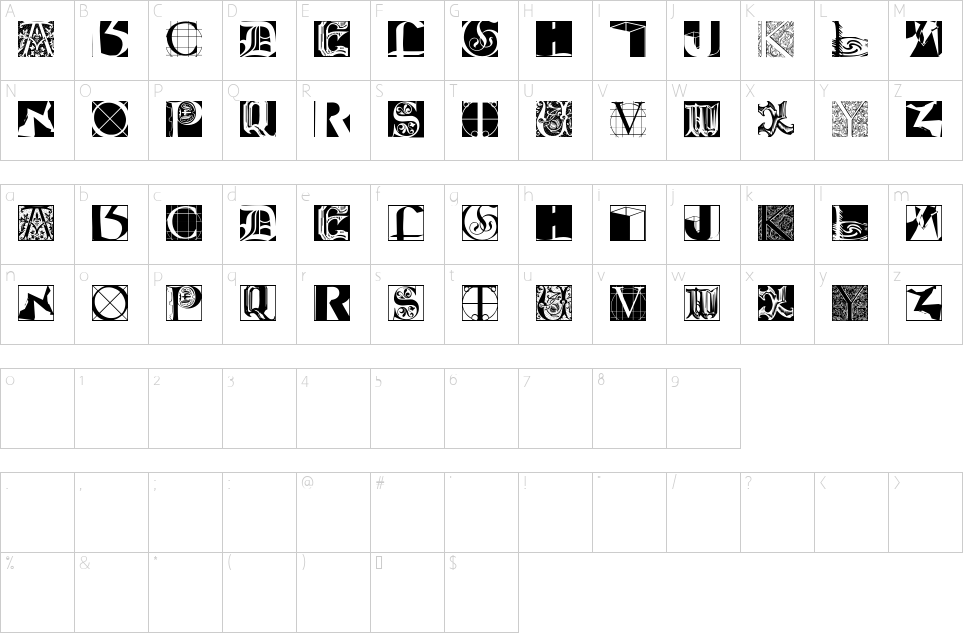 Character map of Caps MKS Font