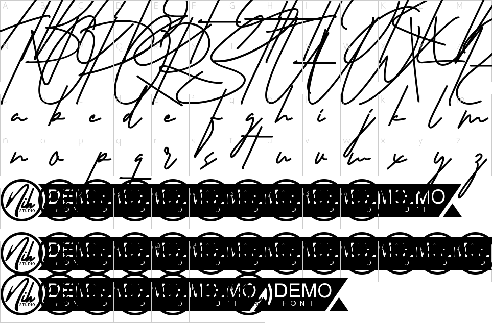 Character map of Amelyn Font