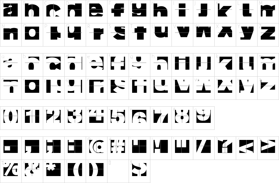 Character map of FragmentuM Font