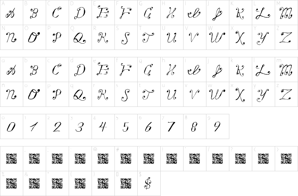 Character map of Making A List Checking It Twice Font