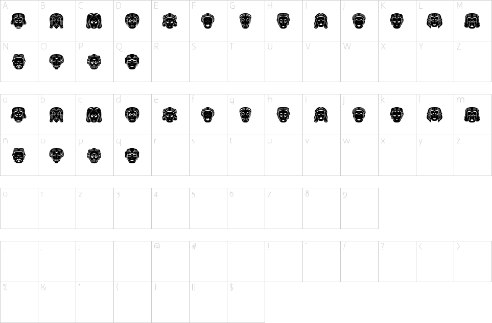 Character map of Meine Font
