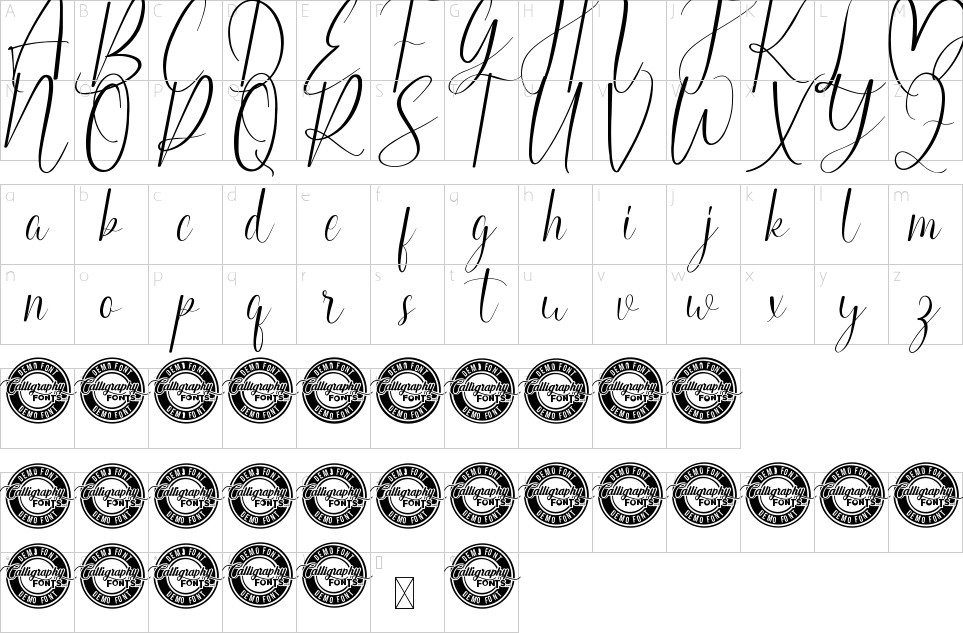 Character map of Happy Married Font