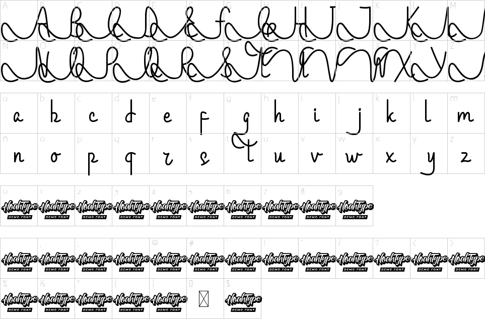 Character map of Machington Font