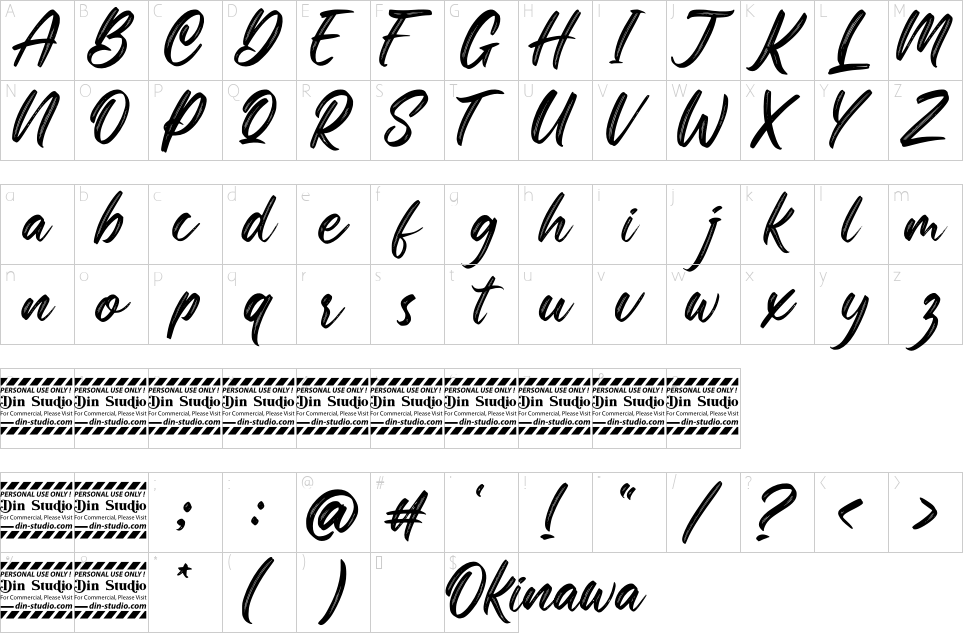 Character map of Okinawa Font