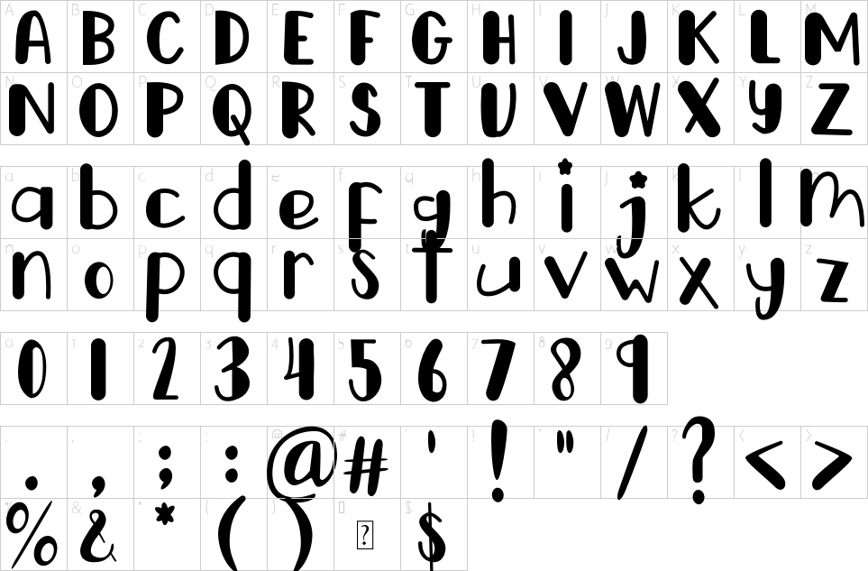 Character map of Happy Dogy Font