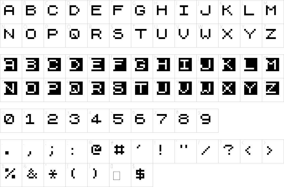 Character map of ZedEx Eight T One Font
