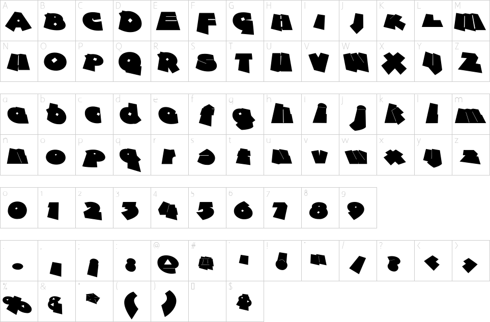 Character map of Against Rules Font