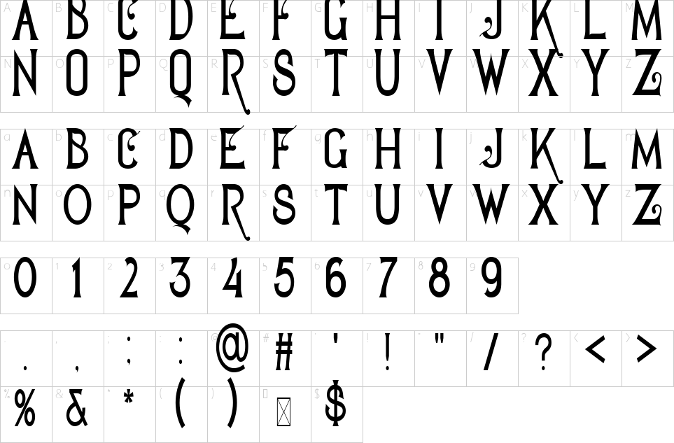 Character map of Geajer Font