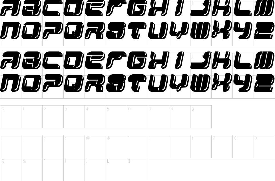 Character map of Yum Yum Font