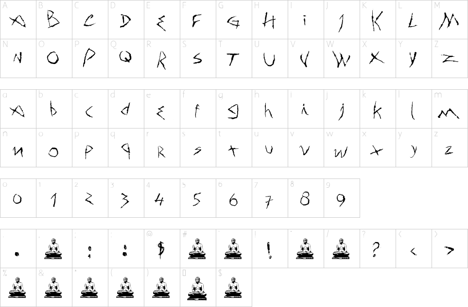 Character map of Old Scribe Font