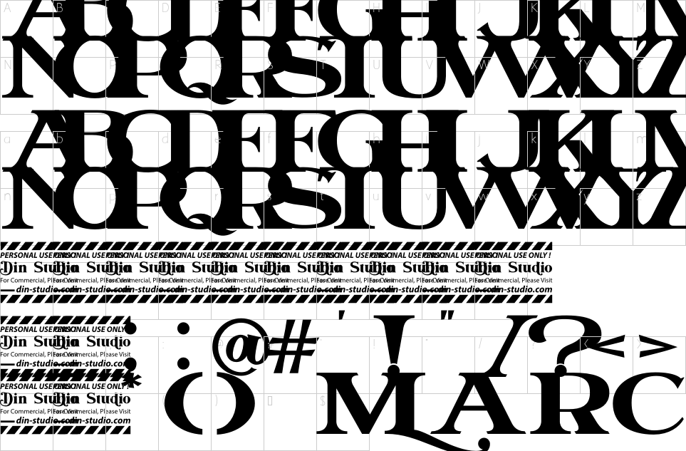 Character map of Marcelo Font