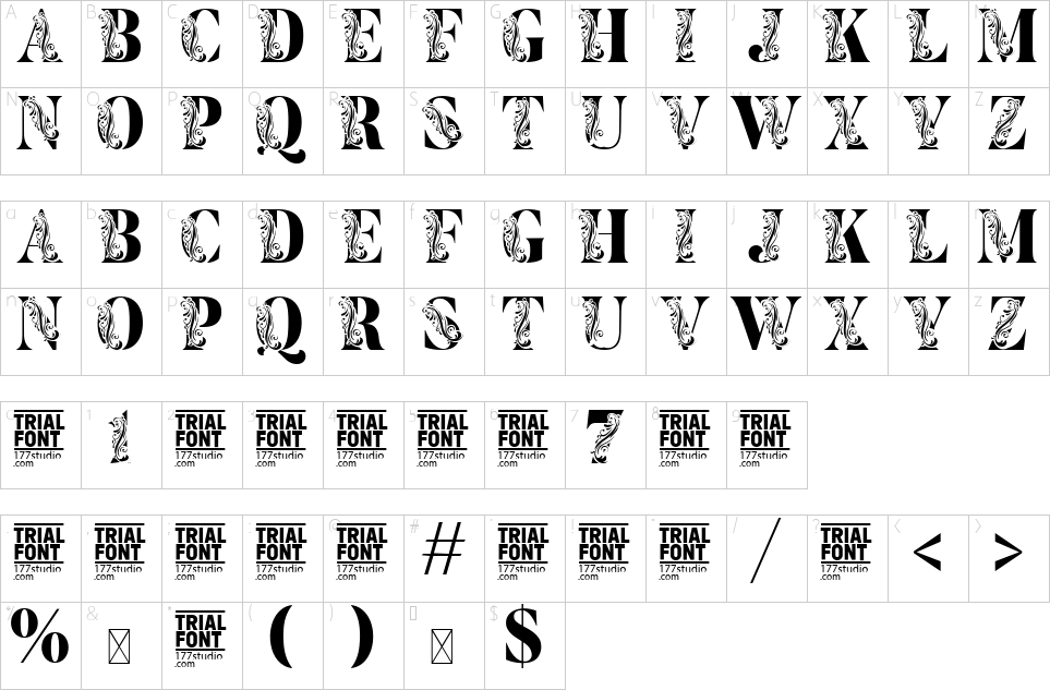 Character map of Flower Display Font