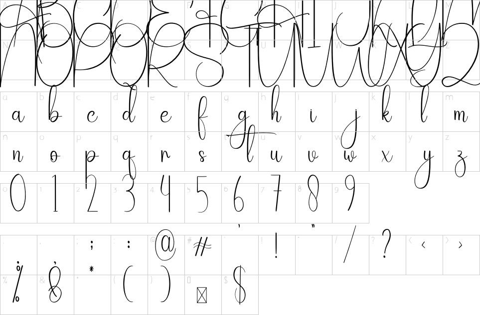 Character map of Rainday Font