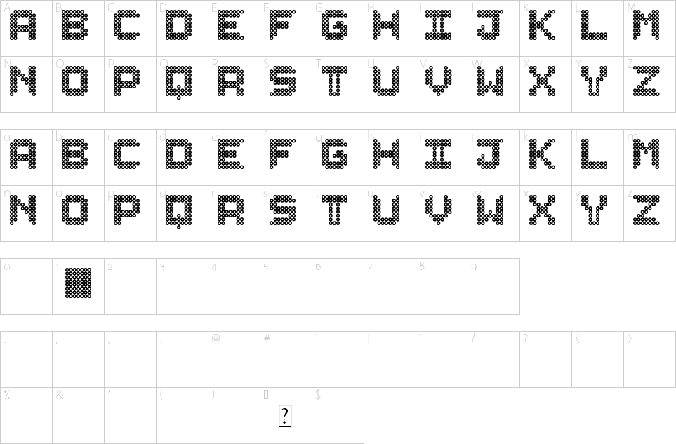 Character map of Leders Font