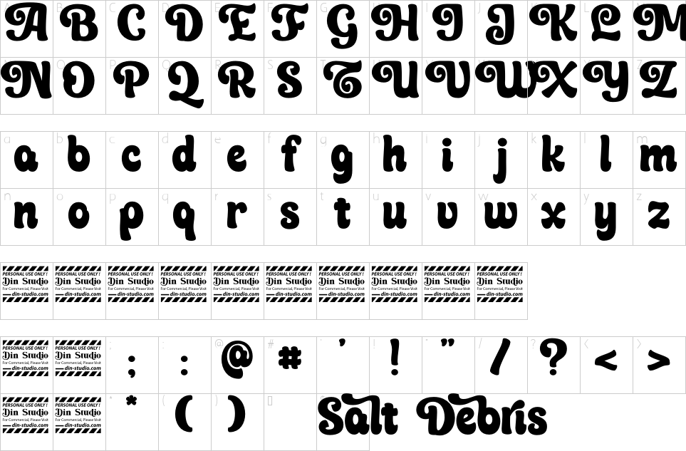 Character map of Salt Debris Font