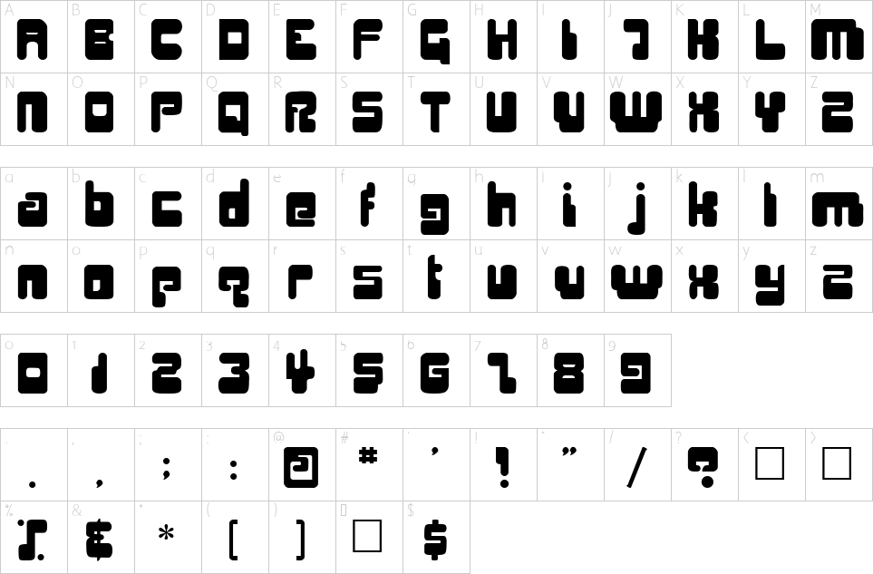 Character map of Digifit Font