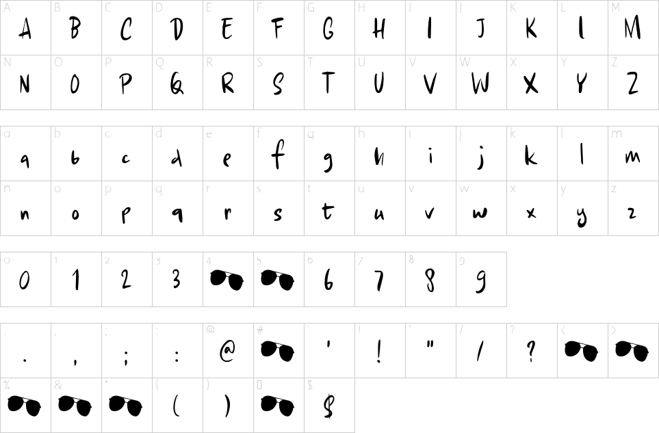 Character map of Chillerz Font