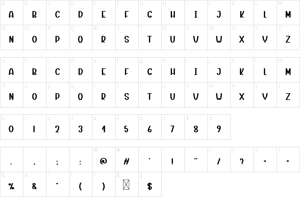 Character map of Happy Valentine Font