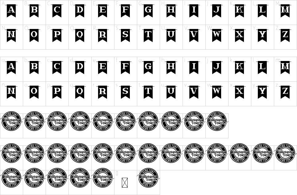 Character map of Party Day Font