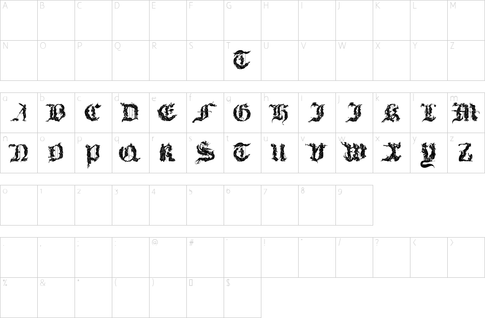 Character map of Diabolique Font