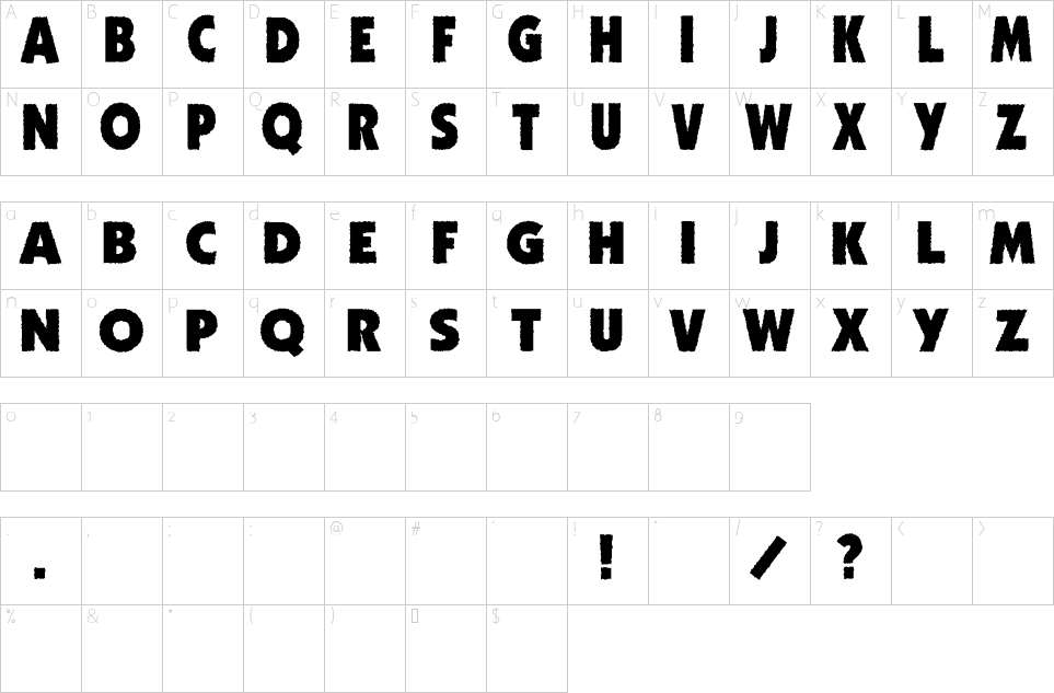 Character map of Zhukov Zippo Font