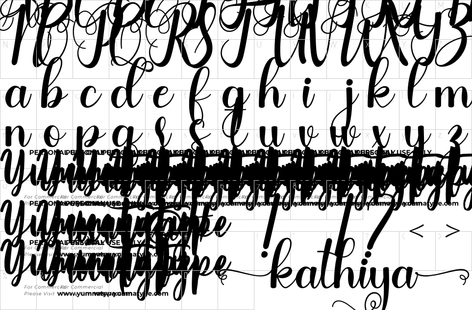 Character map of Kathiya Font