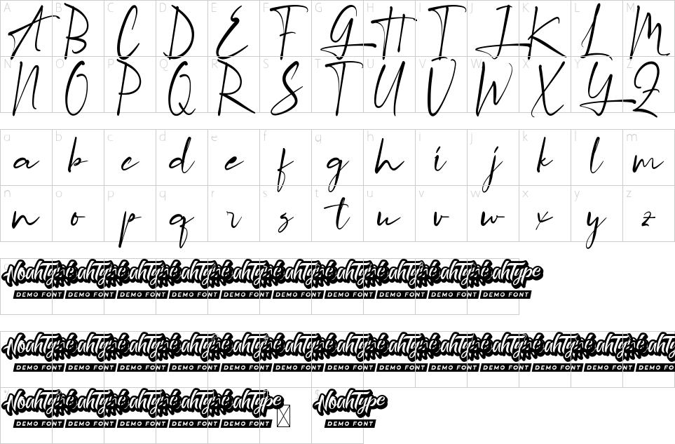 Character map of Agnes Martha Font