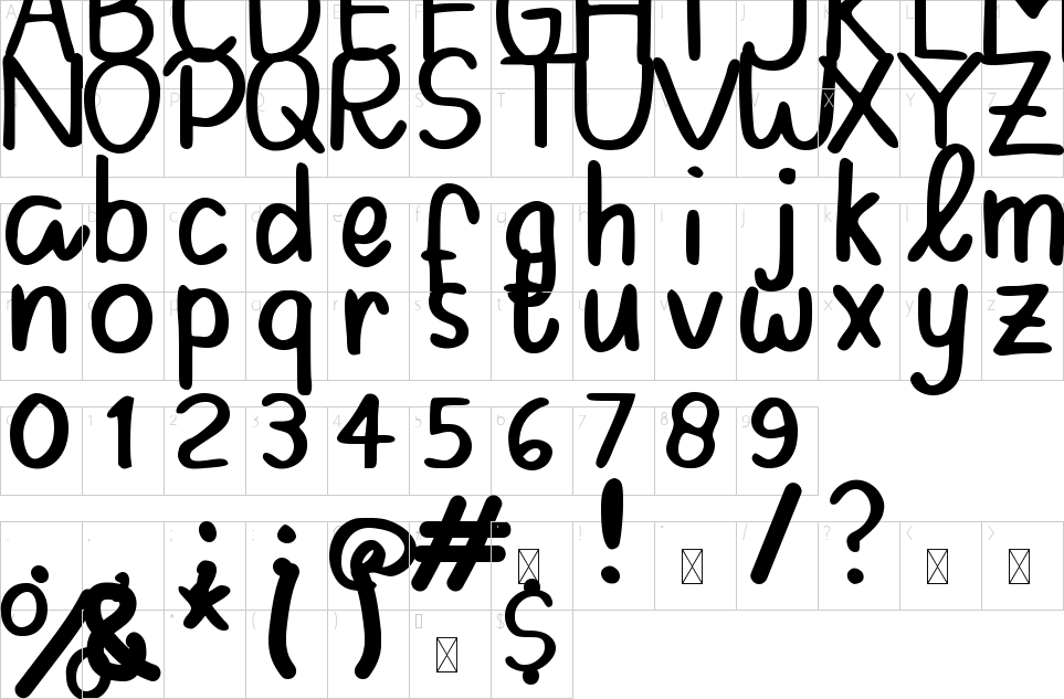 Character map of Chocolate Font