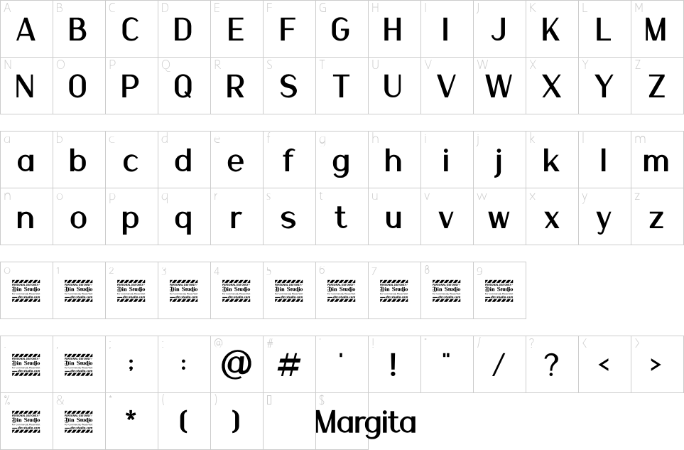 Character map of Margita Font