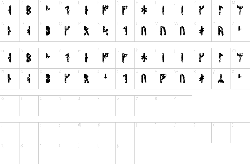 Character map of Fenrir Runic Font