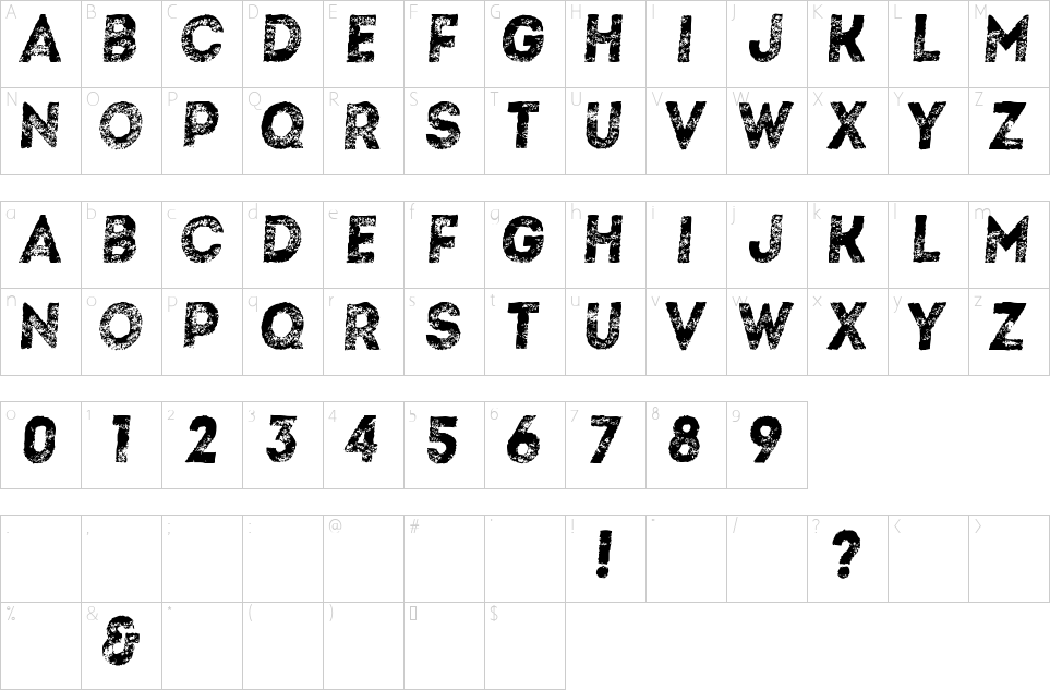 Character map of Artistico Font