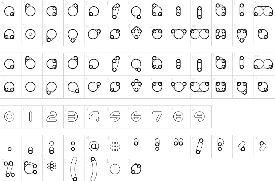 Character map of Animoto Font