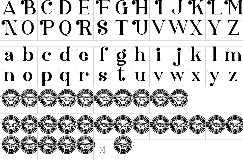 Character map of Margalitha Font