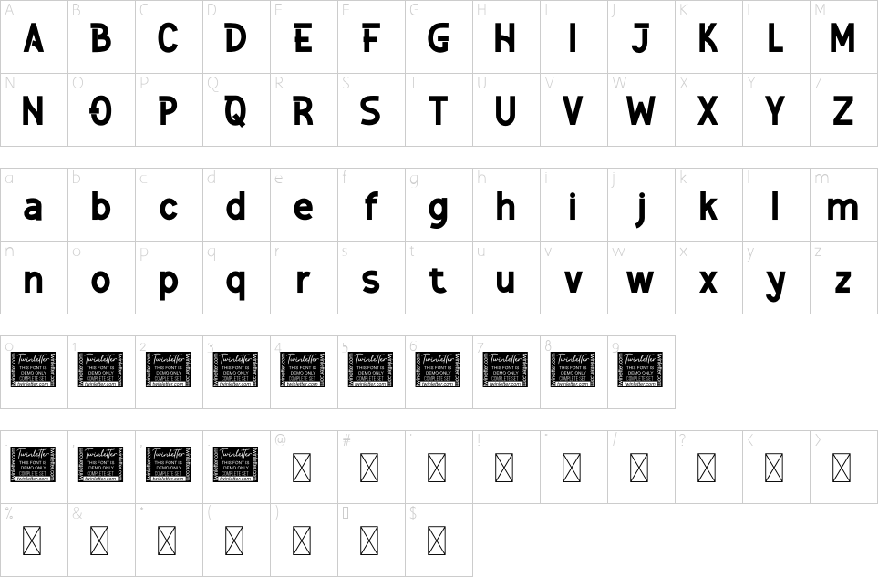 Character map of Nimble Font