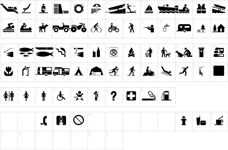 Character map of Glyphyx Two Font
