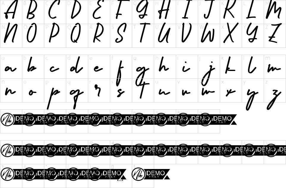 Character map of Magic Journey Font