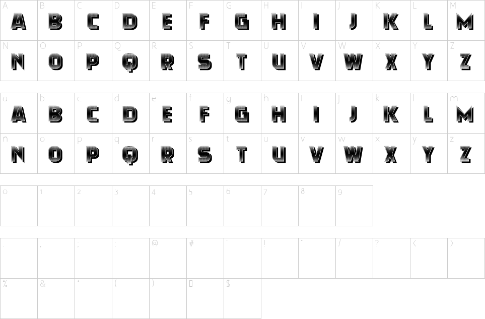 Character map of Hawai Font