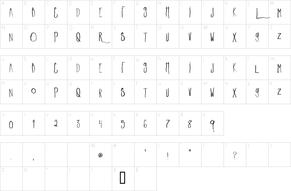Character map of Lakeshore Drive Font