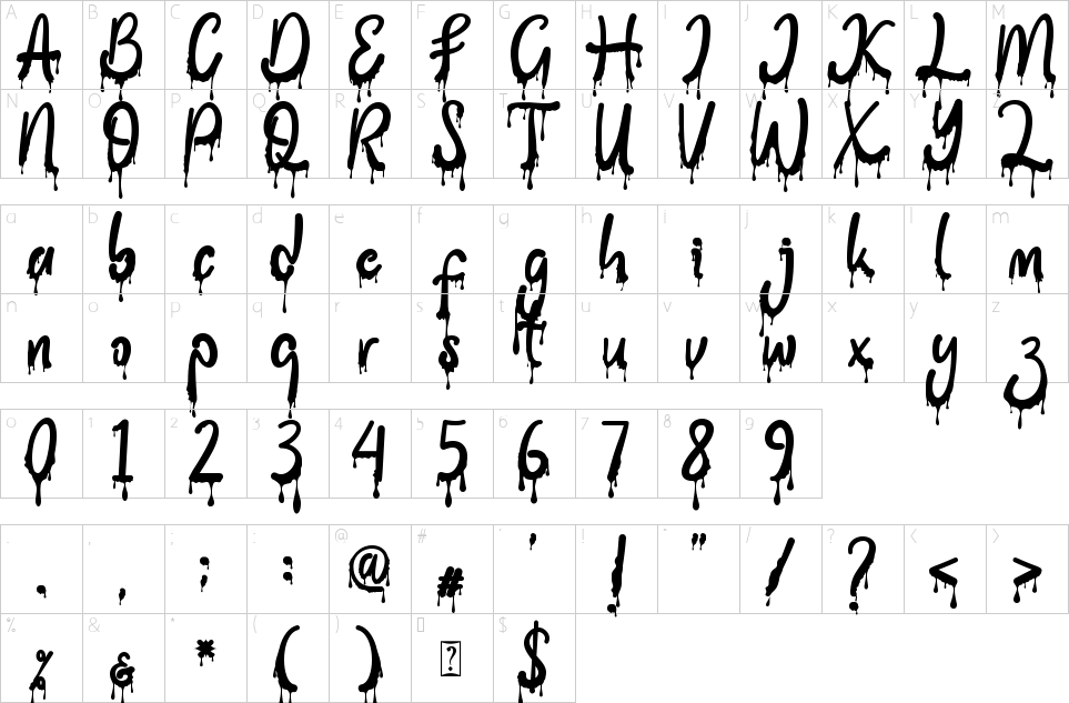 Character map of Halloween Party Font