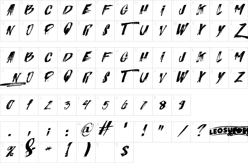 Character map of Italiano Font