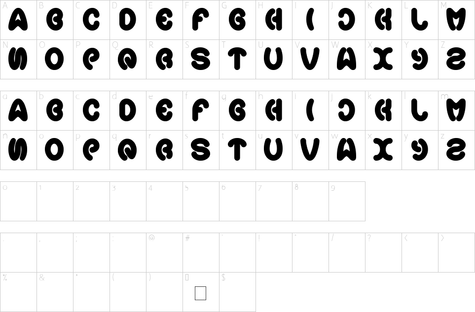 Character map of Earth Heart Font