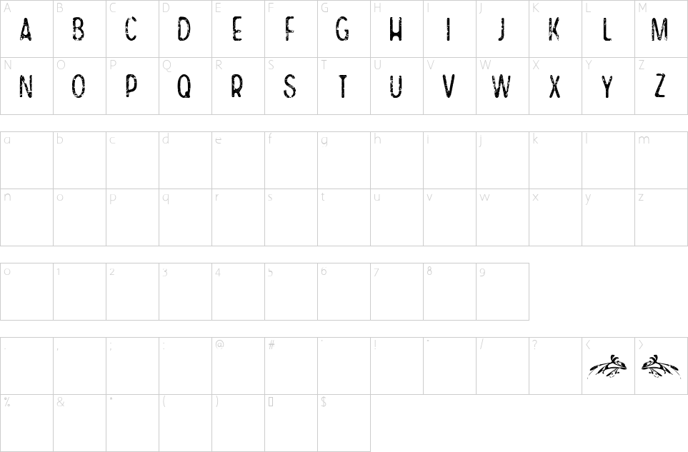 Character map of Same Old Story Font
