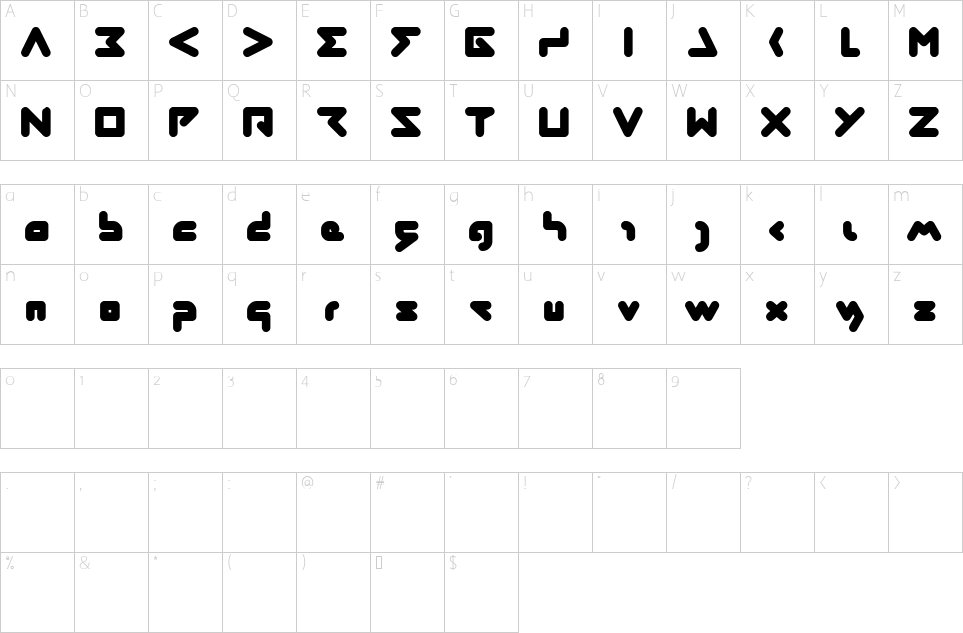 Character map of Abstrasctik Font