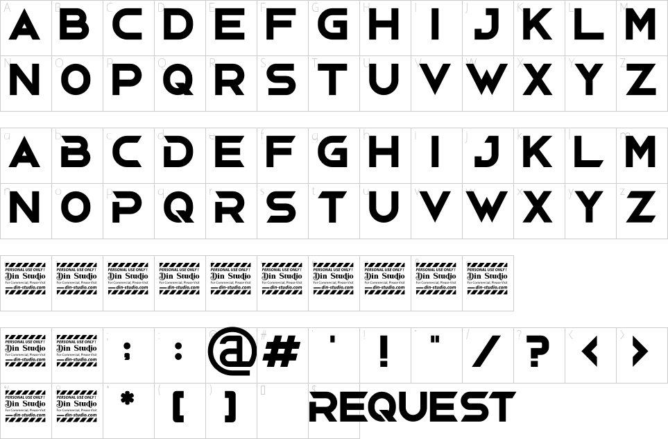 Character map of Request Font