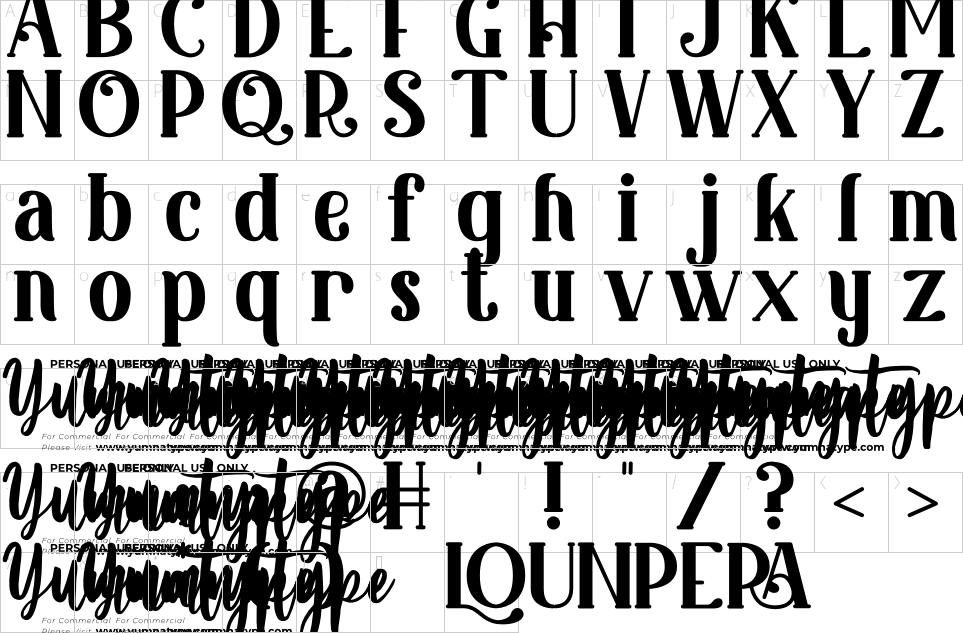 Character map of King Lounpera Solid Font