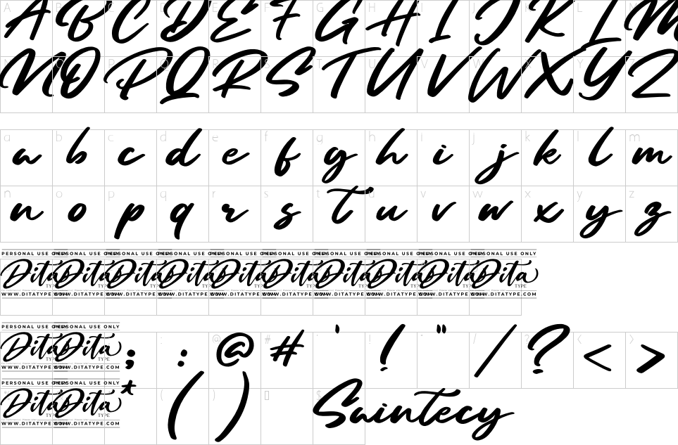 Character map of Saintecy Font