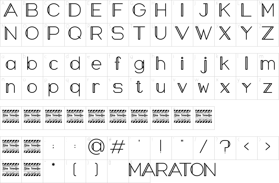 Character map of Maraton Font