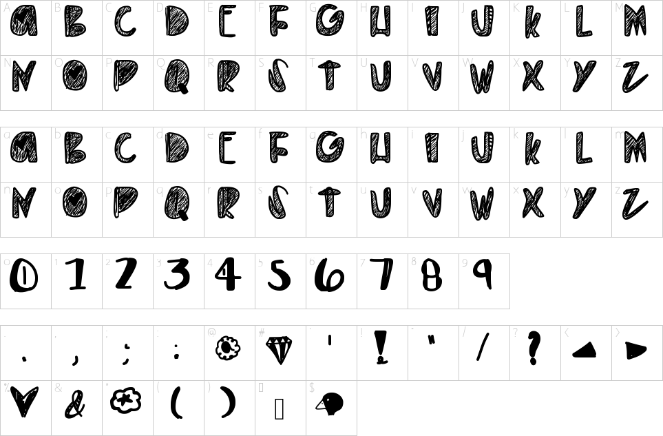 Character map of Everything Gold Font