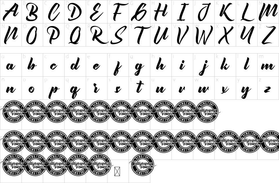 Character map of Abbeville Font
